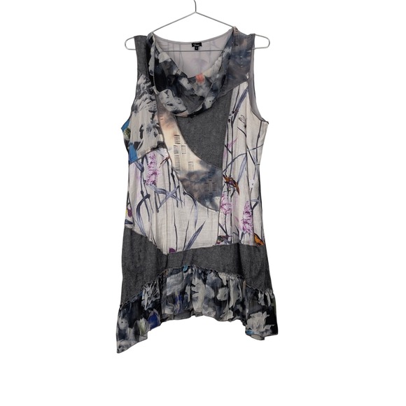 Shana Dresses & Skirts - Shana‎ Mini Dress Tunic Top Mixed Media Grey Small Artsy Whimsy Lagenlook Y2K
